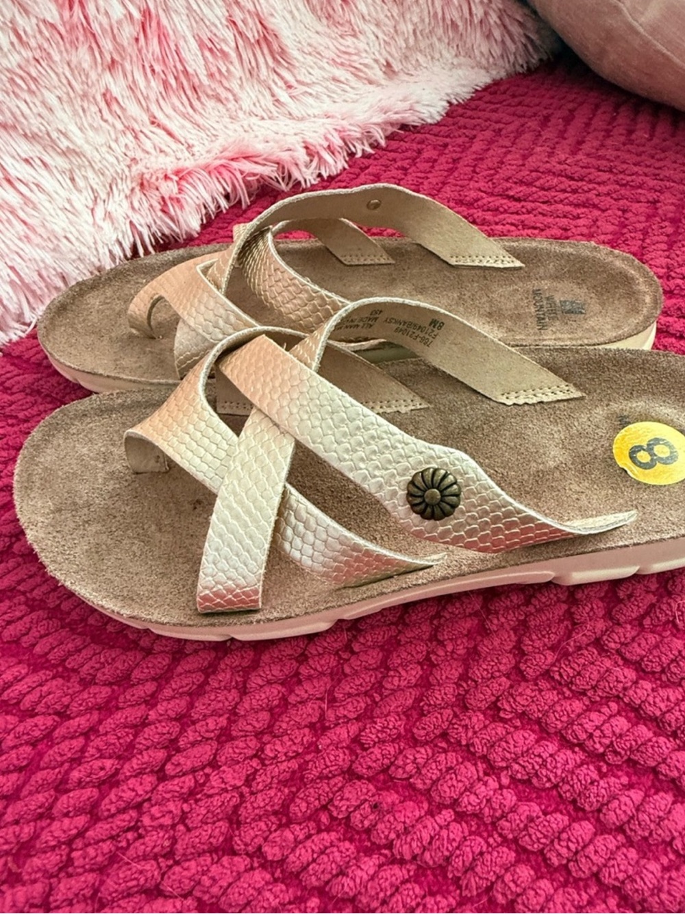 Cliffs "BANKSY" WHITE MOUNTAIN Metallic Gladiator Gold Crisscross Slide Sandals
